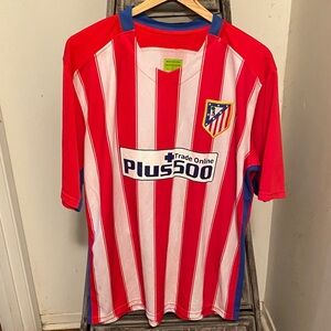 Men's Red and White Striped Soccer Jersey